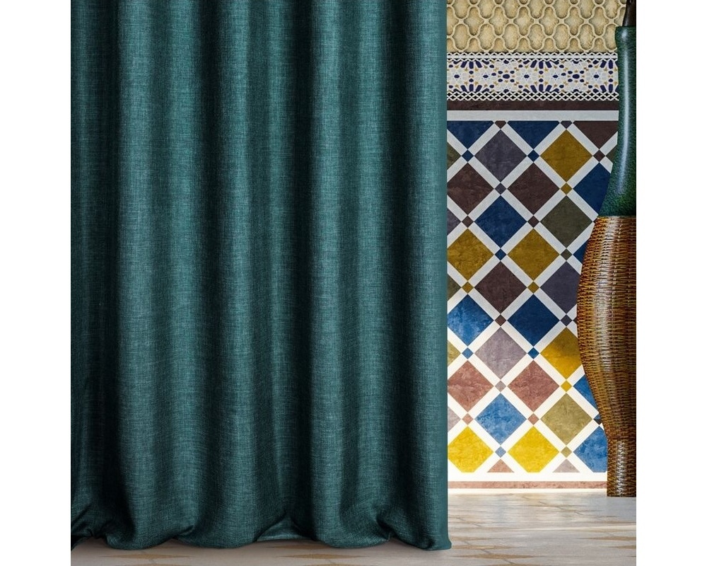Luxusný záves melanžovaný s krúžkami -  Morocco 3, modrá, 140 x 250 cm